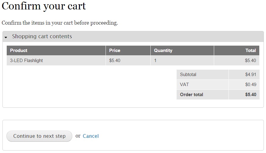 Express checkout
