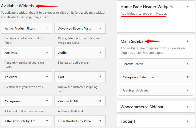 add widgets on your WordPress