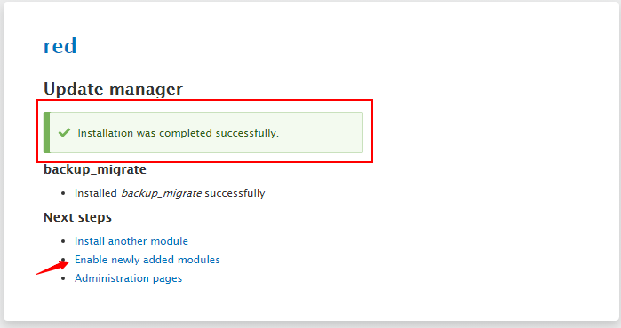 Installing Backup and Migration Module