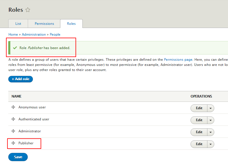 How to create a role in Drupal