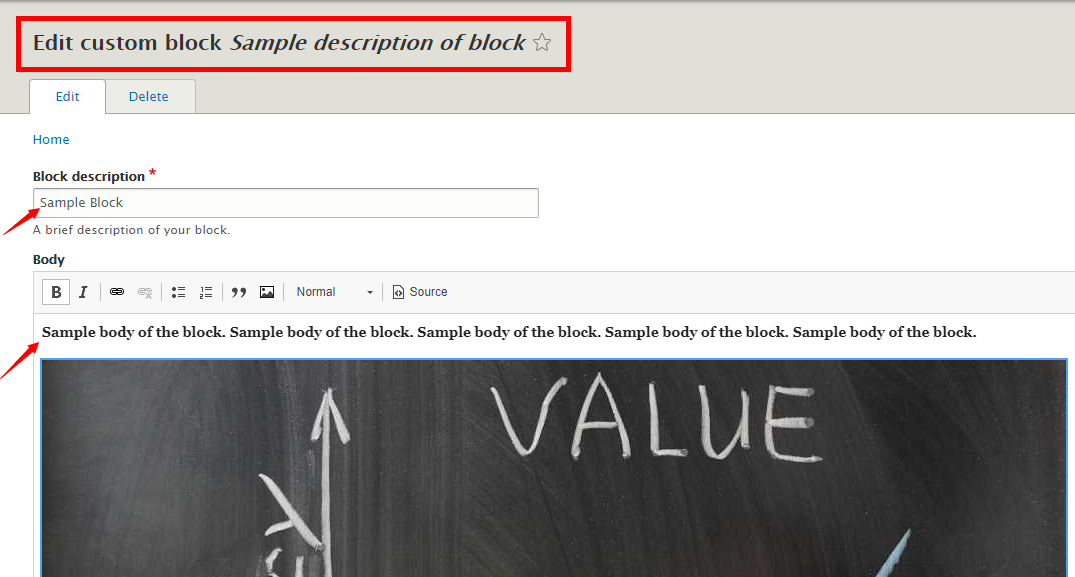 How to edit block content in Drupal